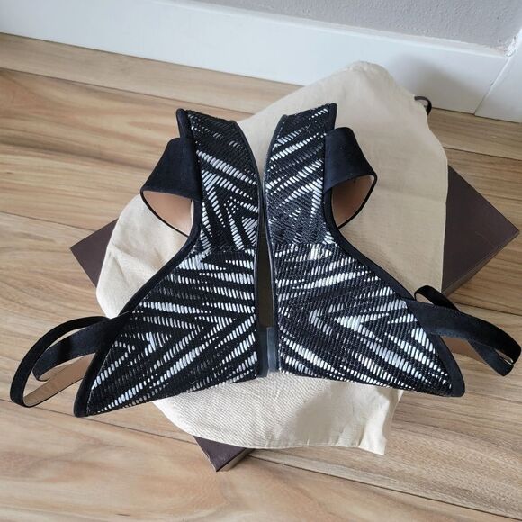 Stella Luna Atelier Paris Sheep Suede Leather Aztex Platform Wedge Sandal Black - Picture 9 of 15